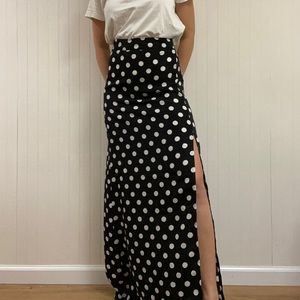 Nasty Gal Long Polka Dot Black White Shirt